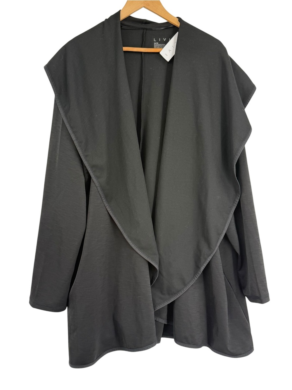 Livi Active Lane Bryant Open Jacket Wrap Overpiece Size 26/28 Black NWT Drape